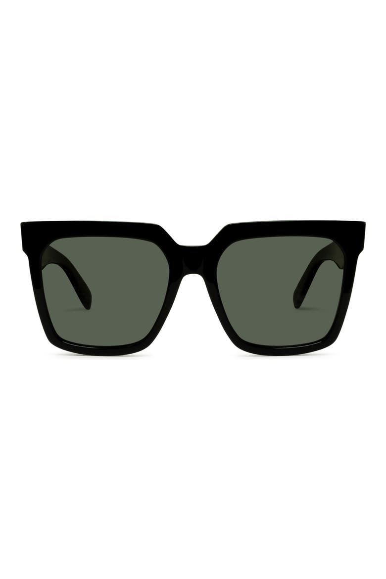 Bold 3 Dots 55mm Polarized Square Sunglasses, Main, color, SHINY BLACK/ SMOKE