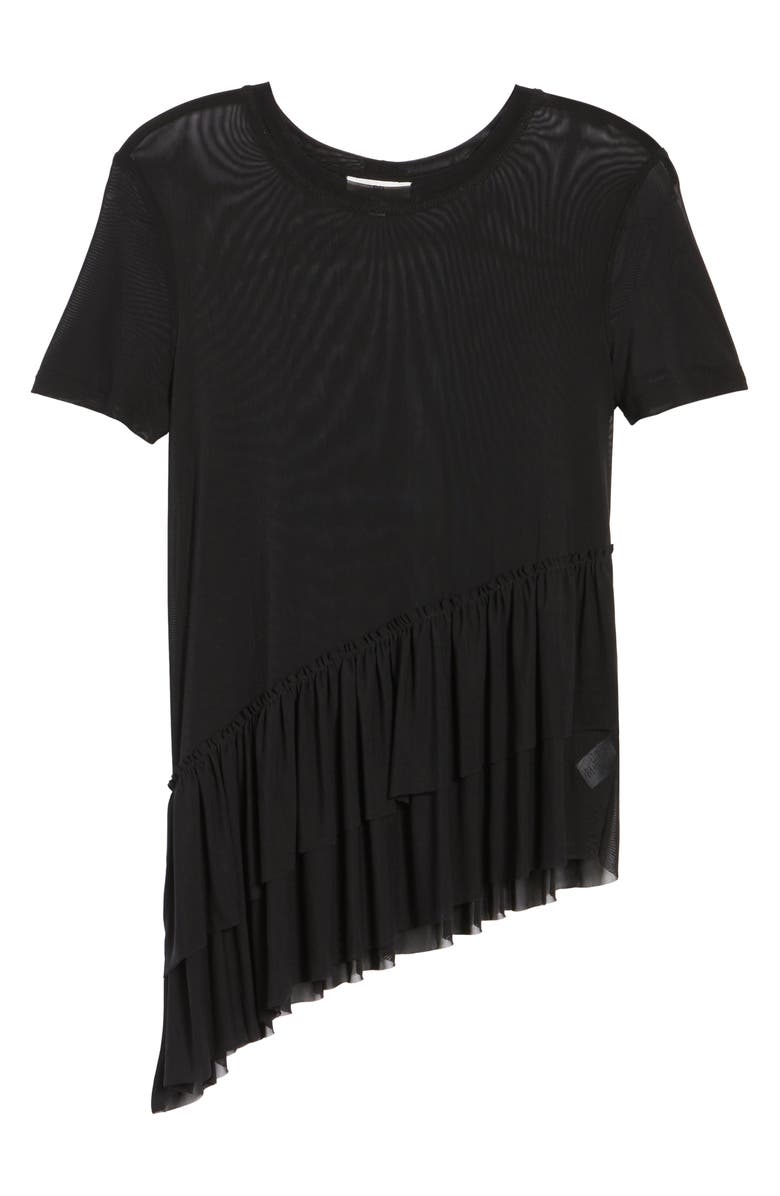 BP. Asymmetrical Ruffle Mesh Tee, Alternate, color, 