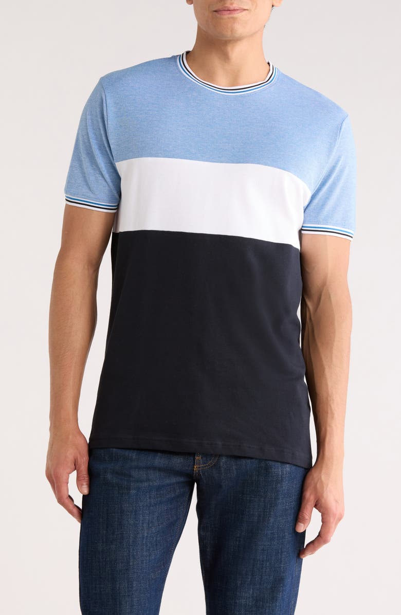 DENIM AND FLOWER Heritage Colorblock T-Shirt, Main, color, Blue Heather