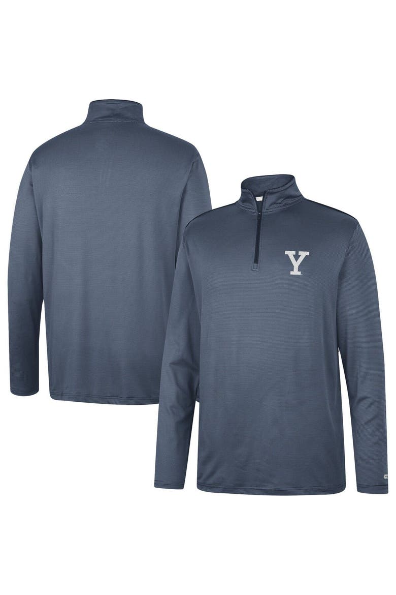Men's Colosseum Navy Yale Bulldogs Logo Quarter-Zip Windshirt, Main, color, Navy