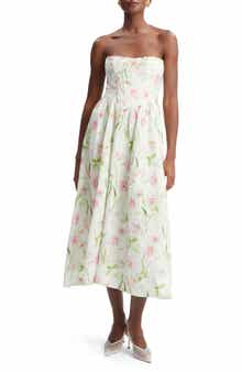 Bardot Lola Floral Strapless Corset Dress