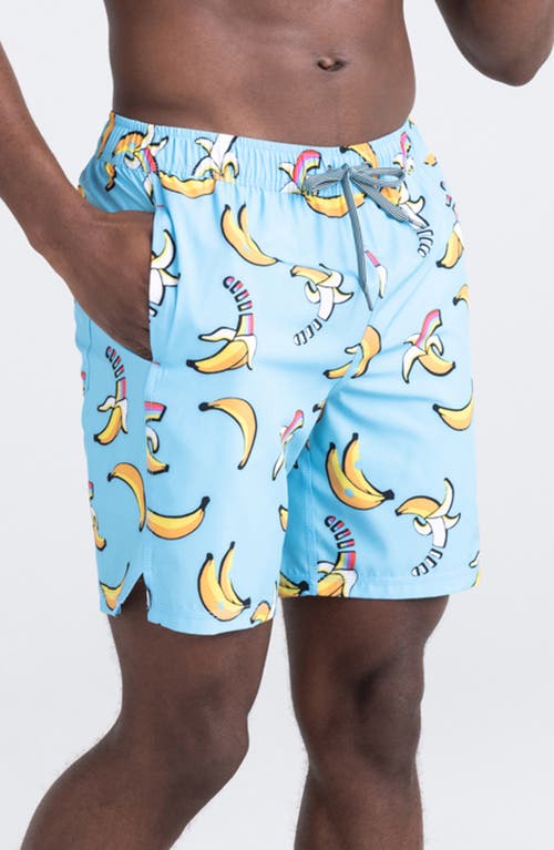 Saxx 7-inch Oh Buoy Volley Swim Shorts In Rainbow Bananas- Azure
