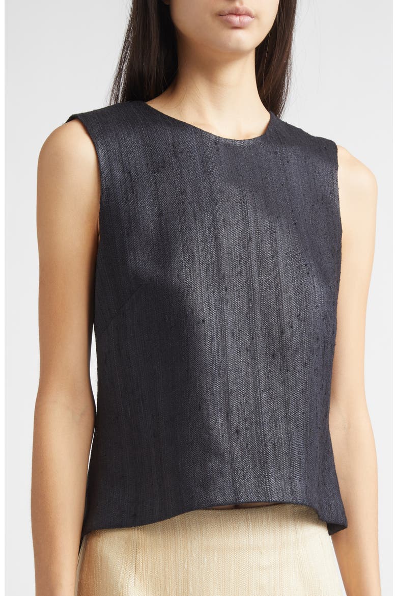 Nami Sleeveless Silk Blend Shell, Alternate, color, BLACK