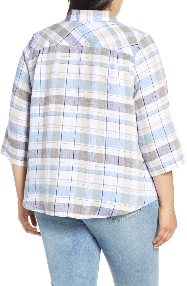 Foxcroft Reese Plaid Linen Shirt, Alternate, color, 