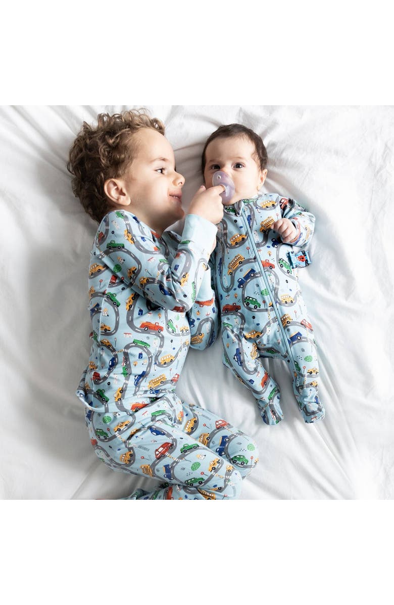 Norani Organic Cotton Zip Footie in Cars, Alternate, color, Cars