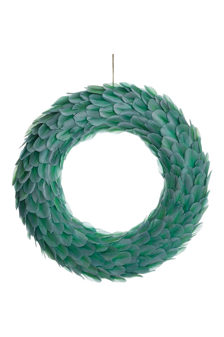 Feather Wreath, Main, color, GREEN SILVER