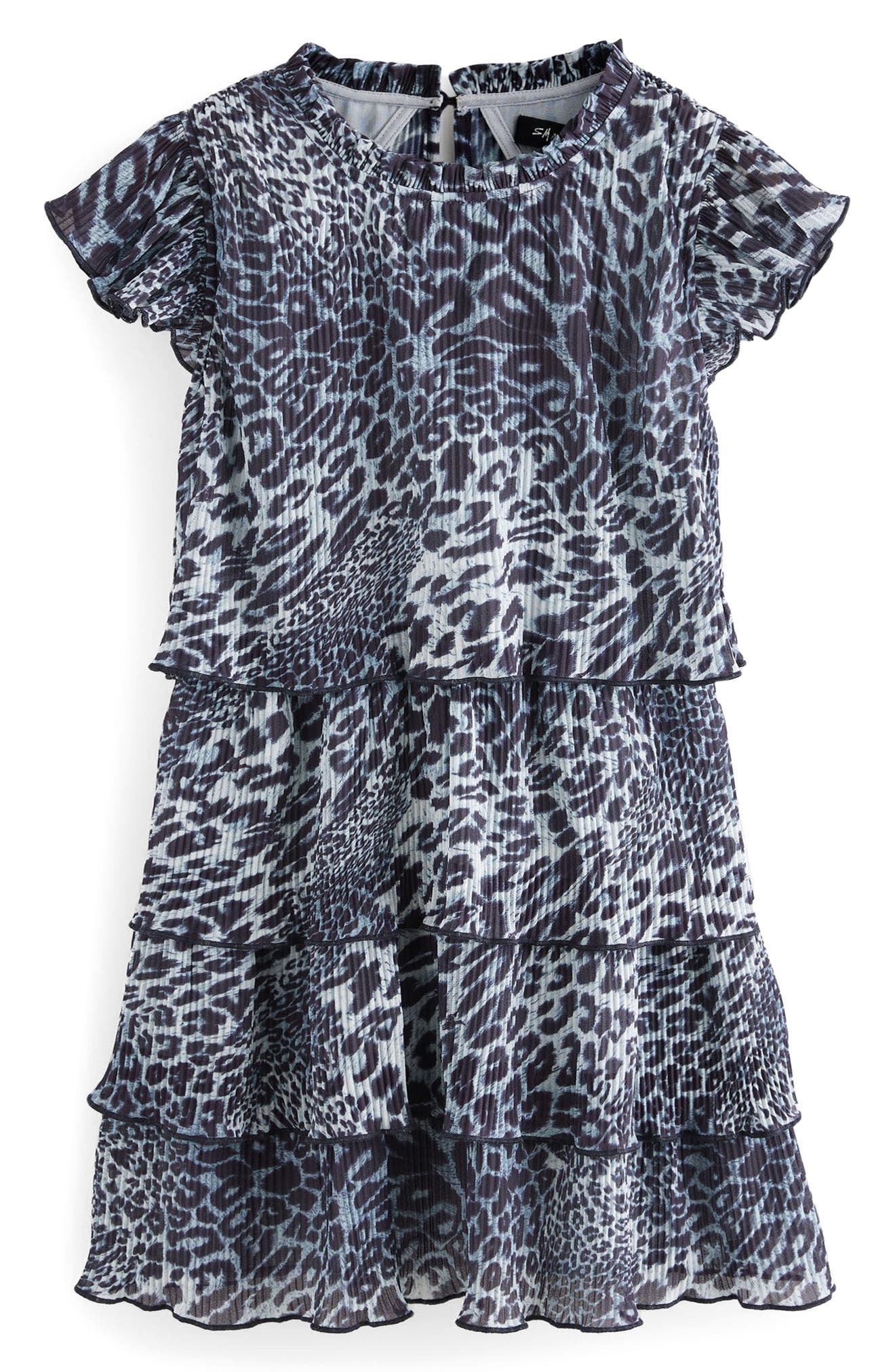 smALLSAINTS by ALLSAINTS Kids' Leopard Print Plissé Tiered Dress