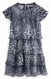 smALLSAINTS by ALLSAINTS Kids' Leopard Print Plissé Tiered Dress