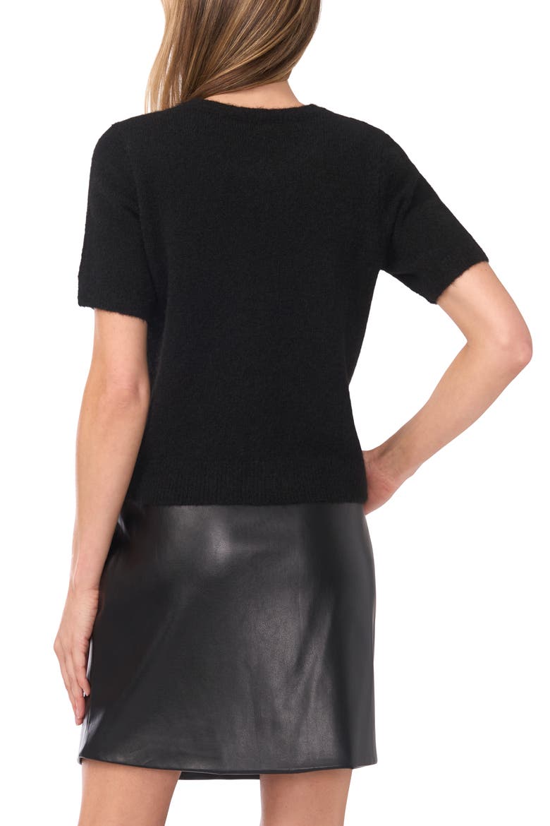 Short Sleeve Crewneck Sweater, Alternate, color, RICH BLACK