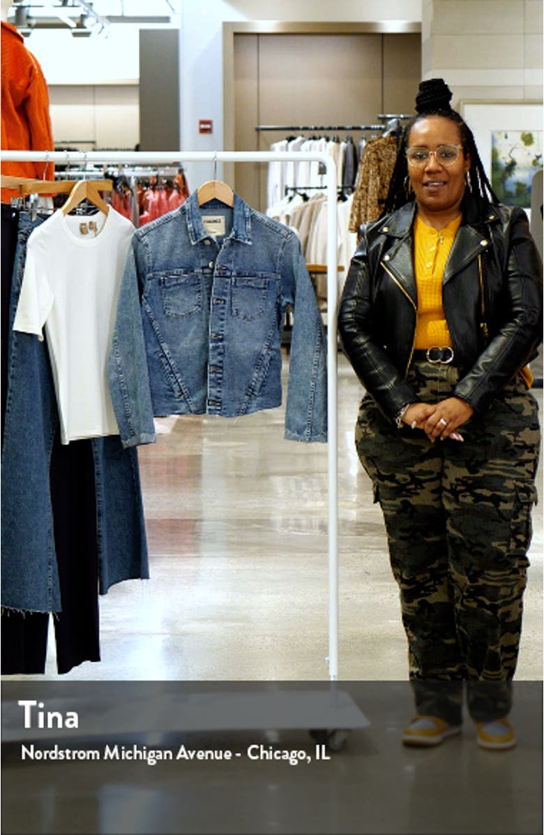 Janelle Slim Raw Edge Denim Jacket, sales video thumbnail