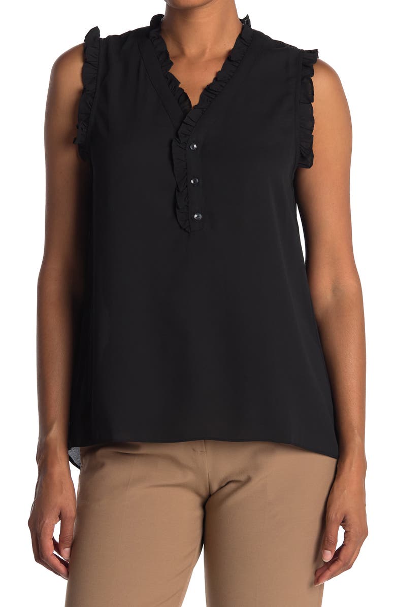 Everleigh Ruffled V-Neck High/Low Tank Top, Main, color, 