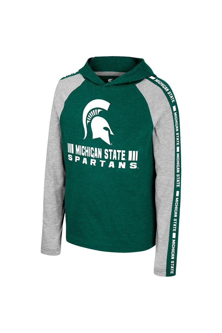 Youth Colosseum Green Michigan State Spartans Ned Raglan Long Sleeve Hooded T-Shirt, Alternate, color, Green
