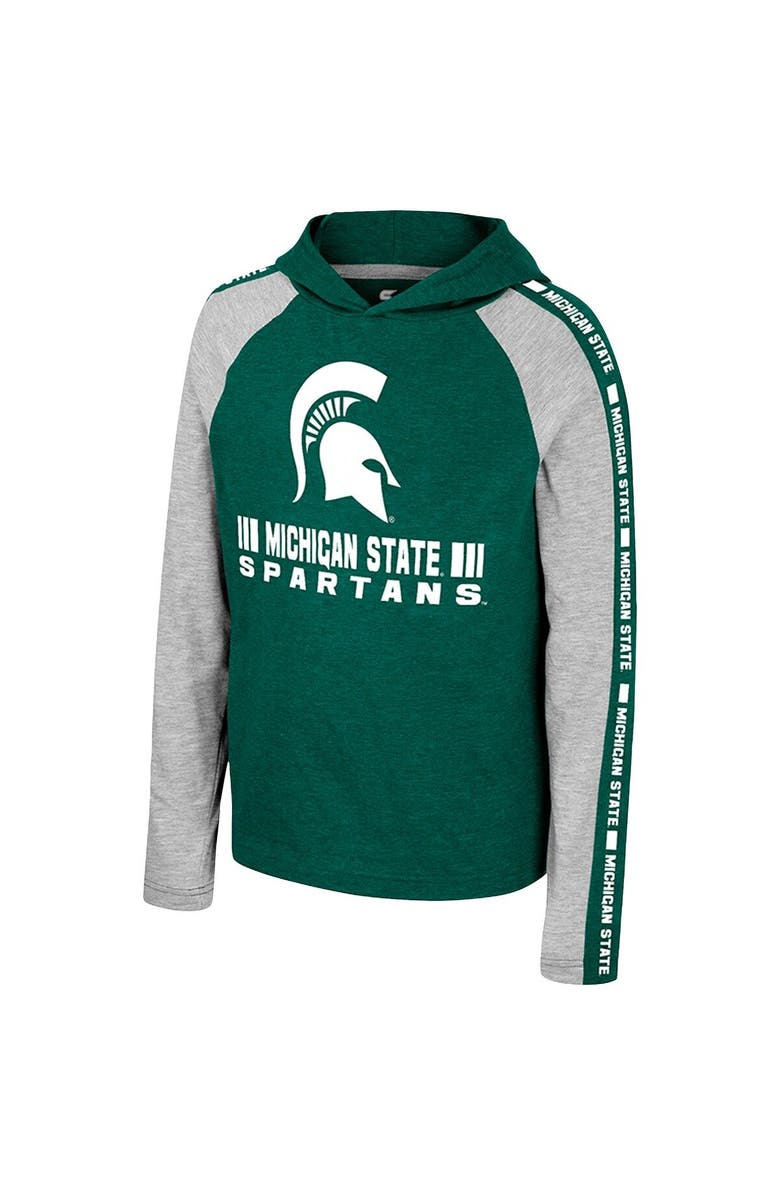 COLOSSEUM Youth Colosseum Green Michigan State Spartans Ned Raglan Long Sleeve Hooded T-Shirt, Alternate, color, Green