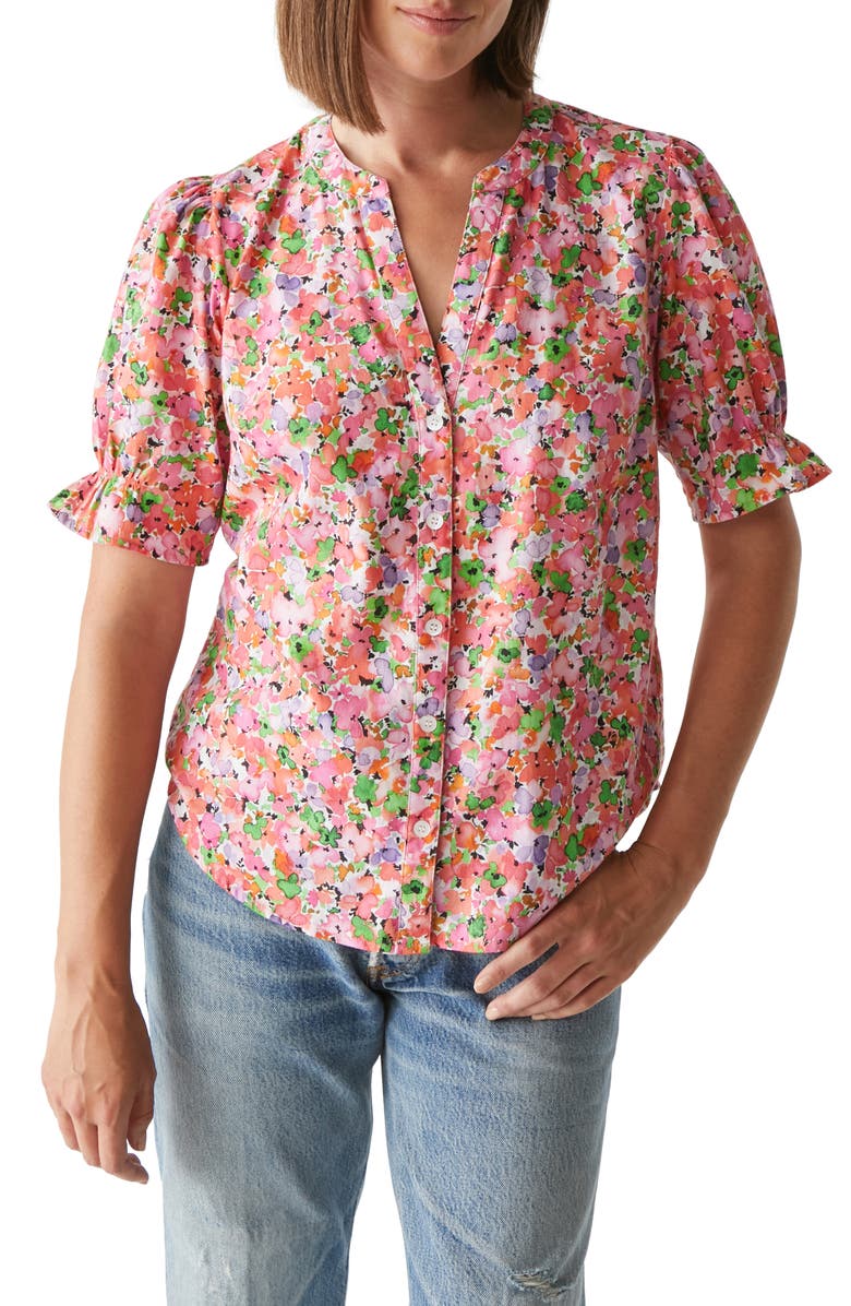 Michael Stars Roxanne Short Sleeve Button-Up Shirt, Main, color, Warm Combo