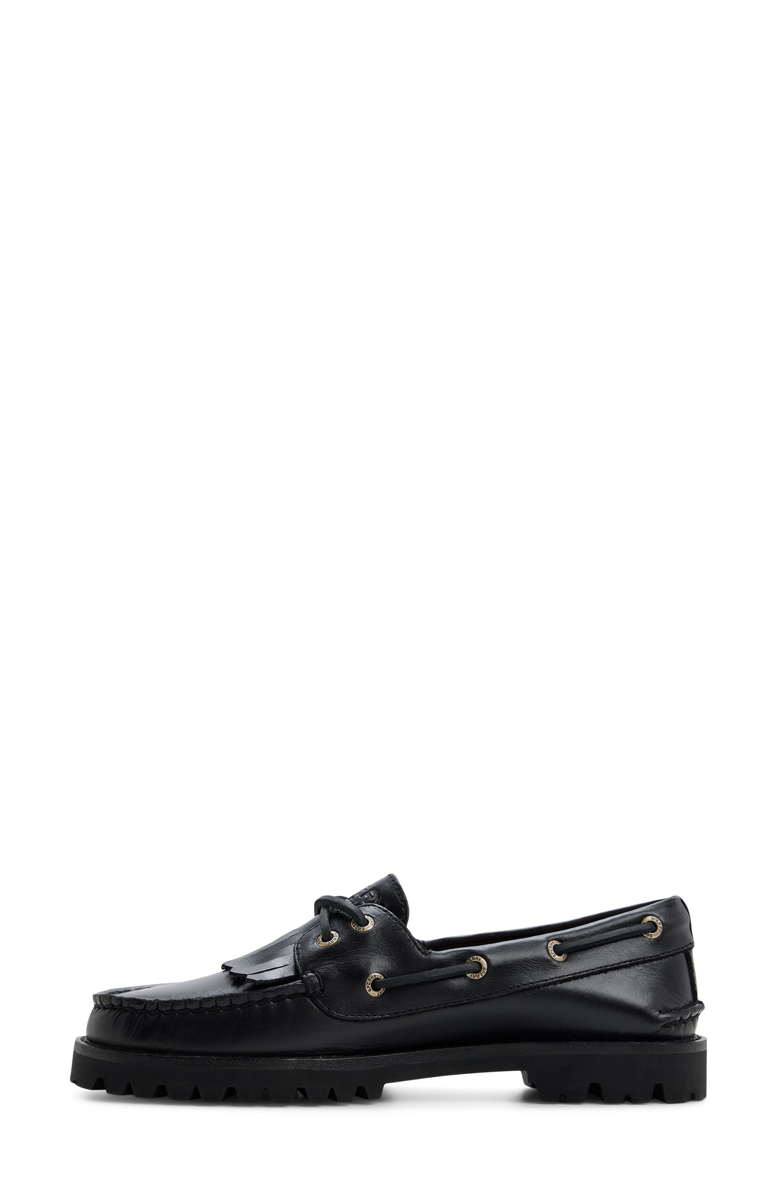 Authentic Original Kiltie Lug Boat Shoe, Alternate, color, BLACK