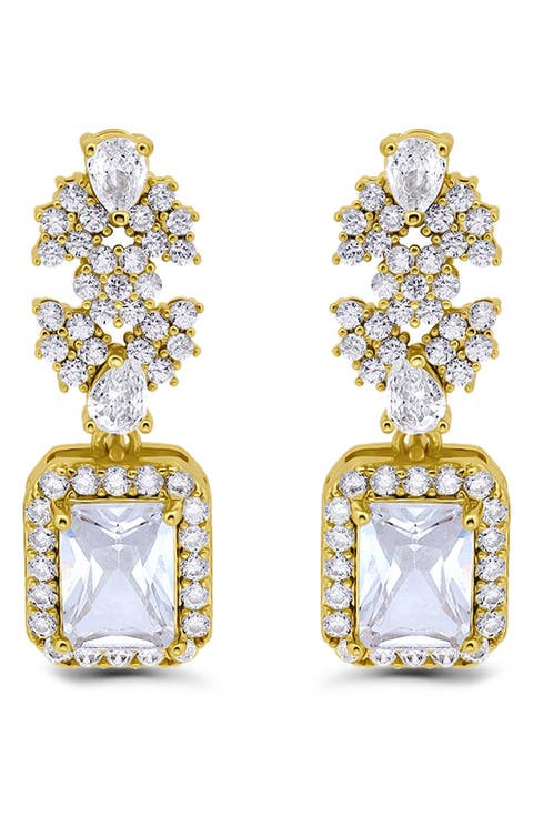 Emerald Cut Cubic Zirconia Drop Earrings