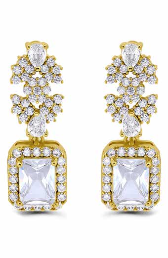 Emerald Cut Cubic Zirconia Drop Earrings