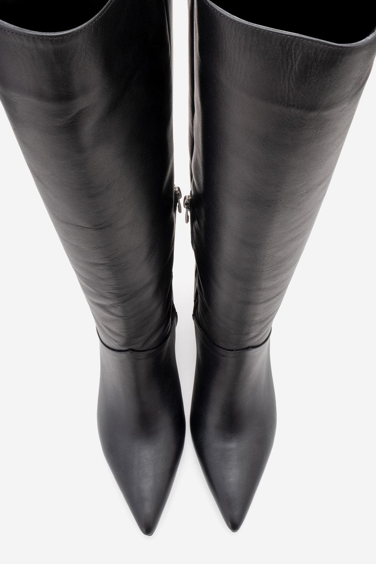 Forever & Always Shoes Merla Leather Block Heel Boot, Alternate, color, Black