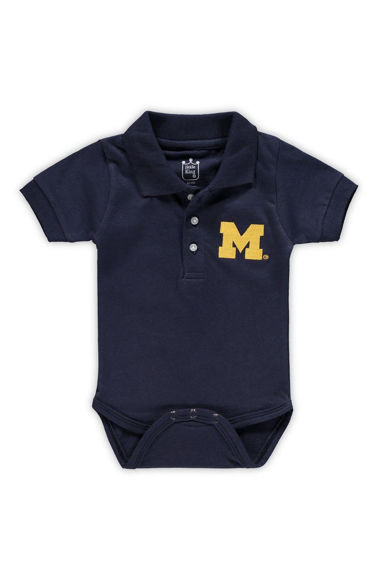 LITTLE KING Infant Navy Michigan Wolverines Polo Bodysuit, Main, color, Navy