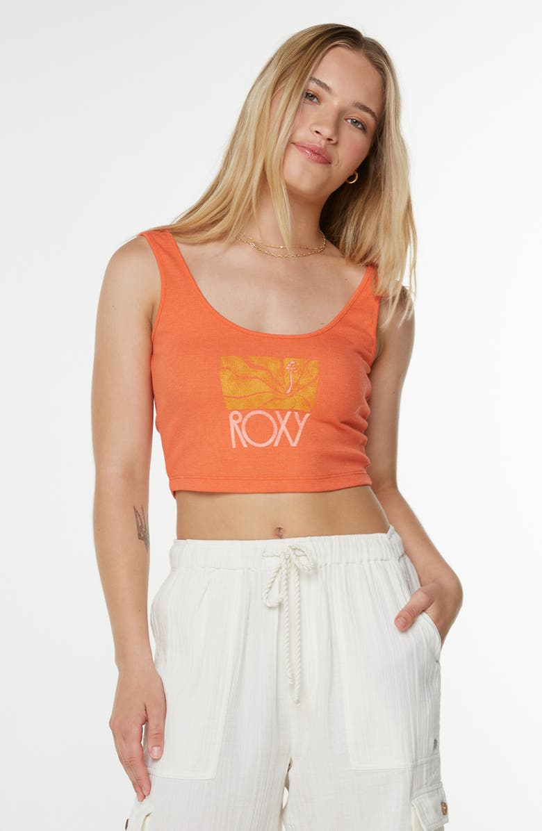 Roxy Sea Glass Dive In Crop Tank, Alternate, color, Tigerlily Sea Glass