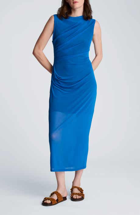 Ruched Sleeveless Midi Dress