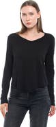 WILT Clothing Long Sleeve V-Neck With Raw Hem Shirttail