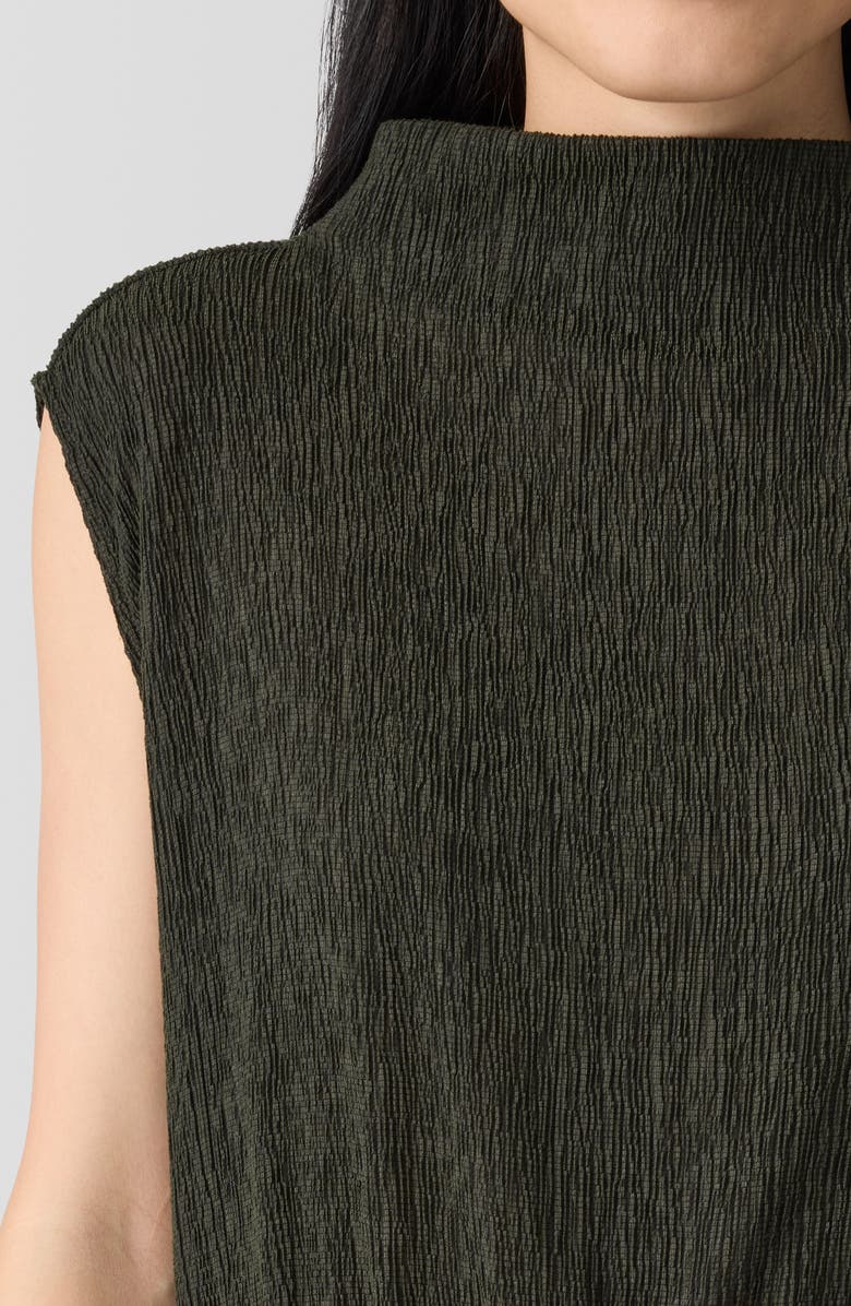 Eileen Fisher Textured Mock Neck Midi Dress, Alternate, color, Seaweed