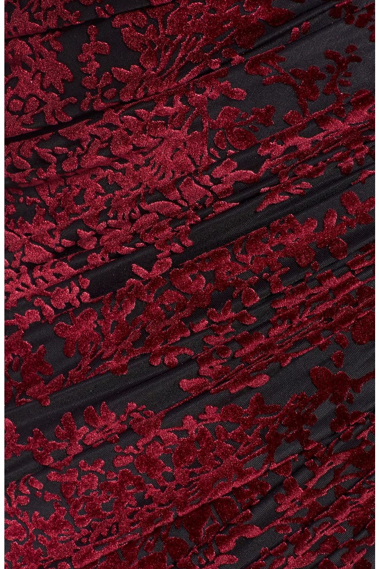 Velvet Ruched Wrap Front Skirt, Alternate, color, BURGUNDY