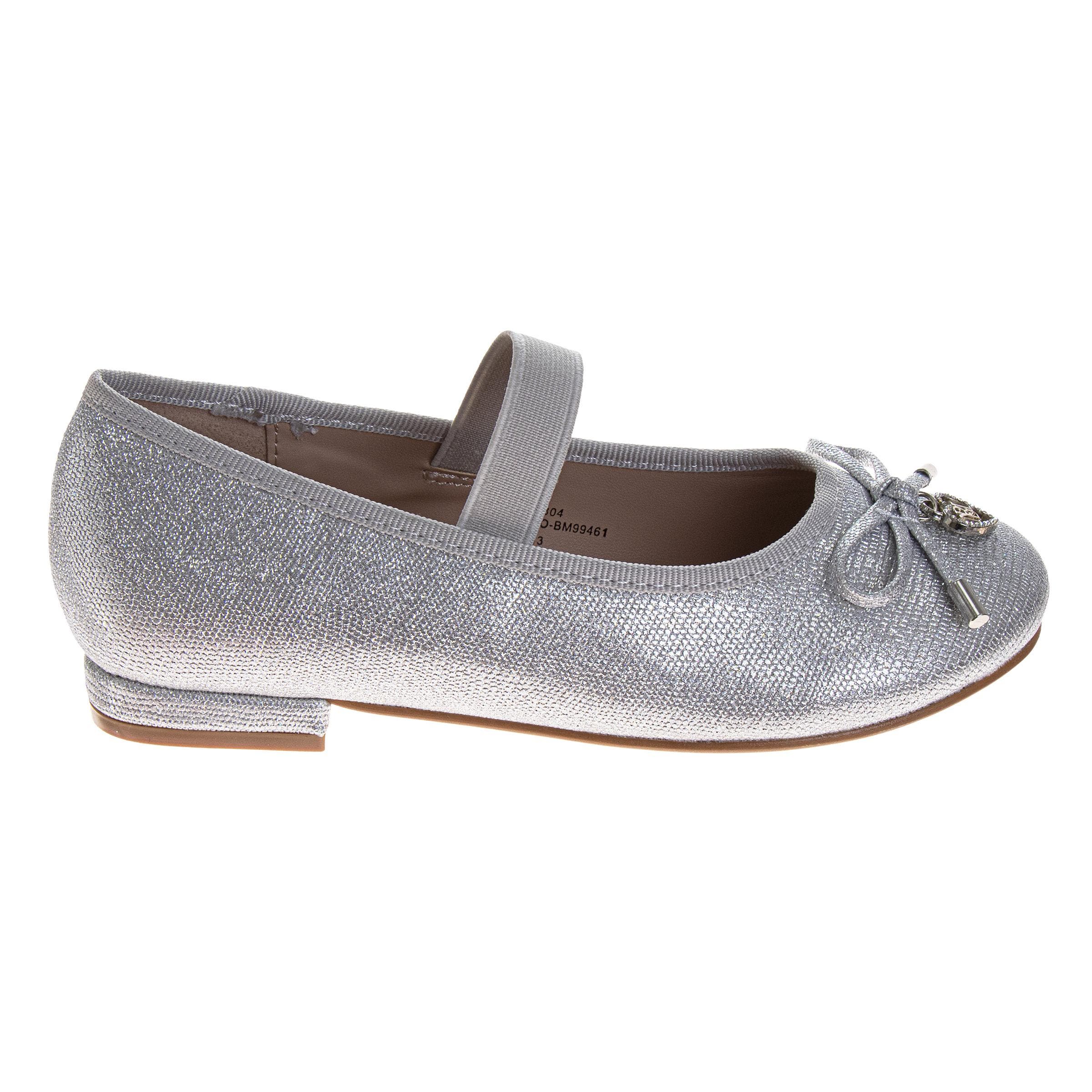 BADGLEY MISCHKA Dress Shoes for Girls Elegant Glitter Finish Classic Formal, Alternate, color, Silver