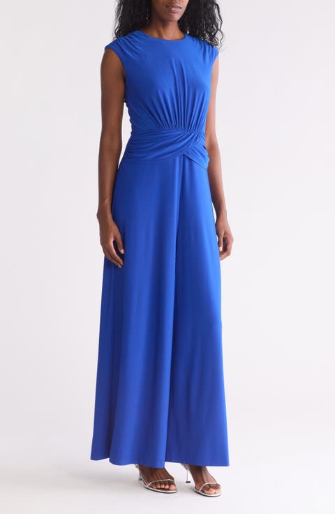 Shirred Ruched Wide Leg Jumpsuit