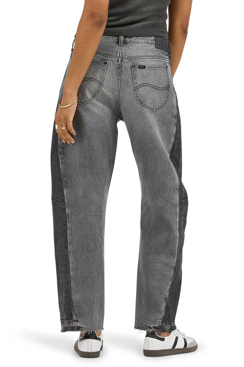 Rider Low Slung Raw Hem Barrel Leg Jeans, Alternate, color, GRAYED OUT