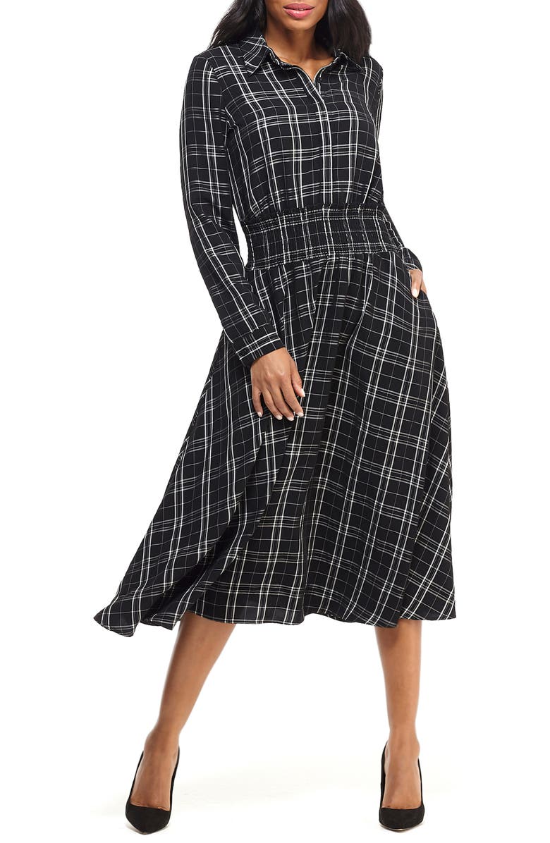 Maggy London Plaid Long Sleeve Shirtdress, Main, color, 
