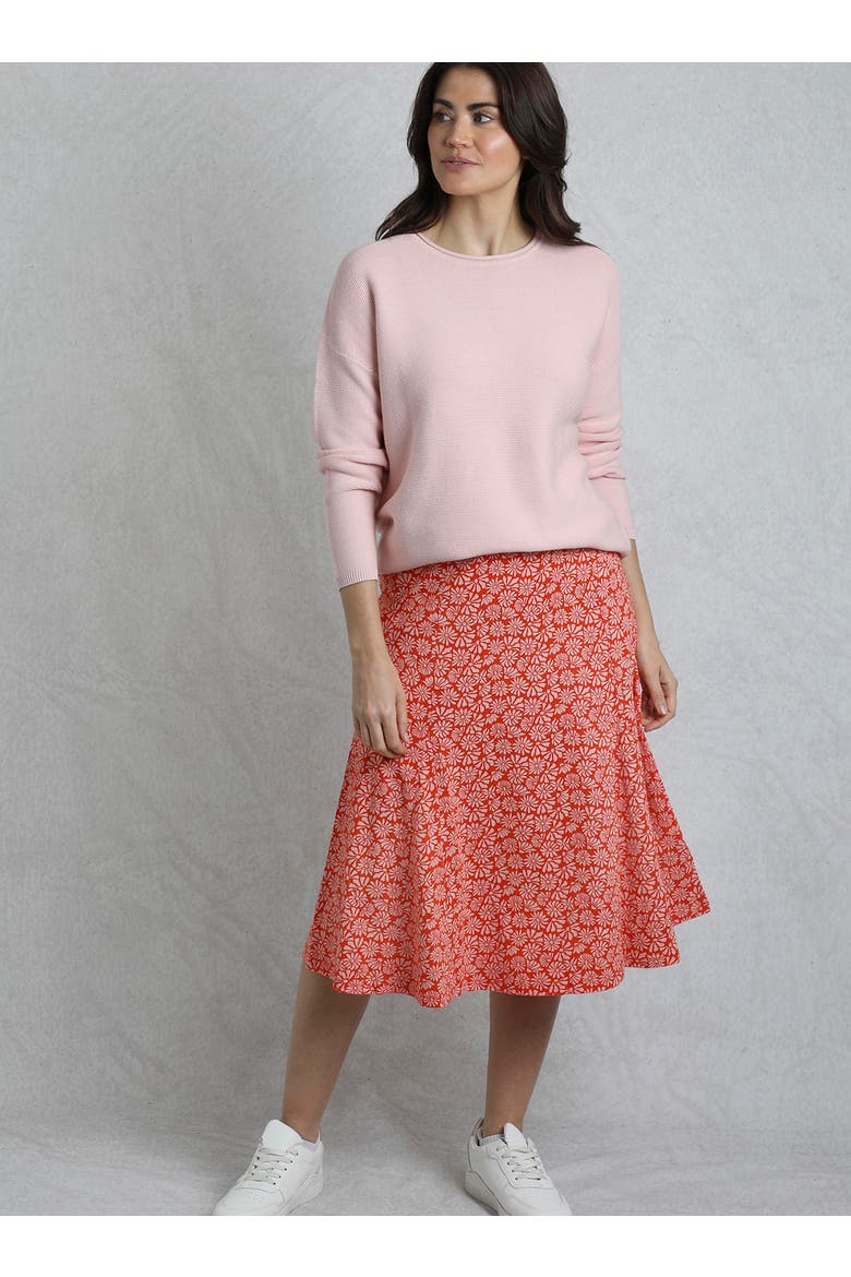 Romaro Printed Jersey Midi Skirt, Main, color, Crimson
