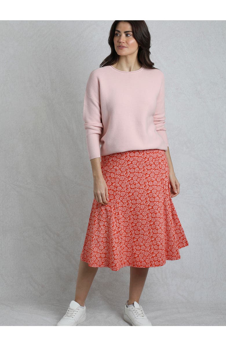 Weird Fish Romaro Printed Jersey Midi Skirt, Main, color, Crimson