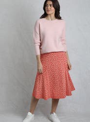 Weird Fish Romaro Printed Jersey Midi Skirt