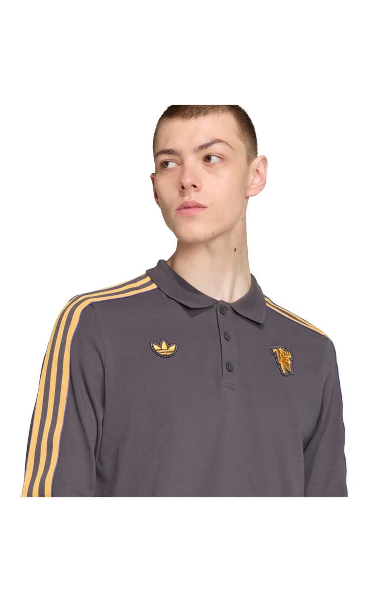 adidas Men's adidas  Gray Manchester United Terrace Icons Long Sleeve Polo, Alternate, color, Gray
