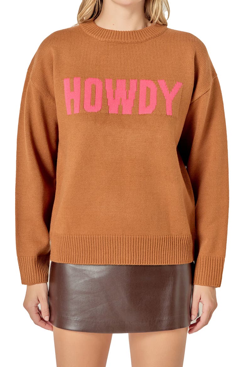 Statement Sweater, Main, color, CARAMEL/ PINK