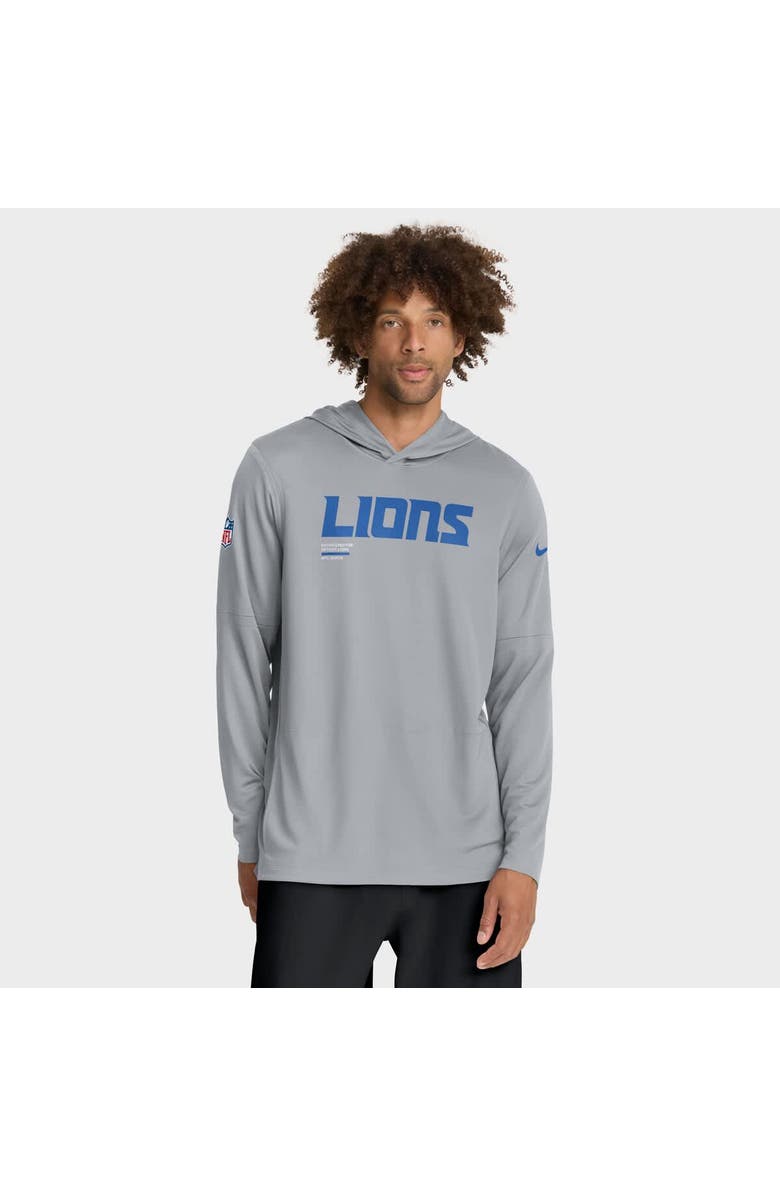 Nike Men's Nike Gray Detroit Lions Sideline Pure Fury Performance Long Sleeve Hoodie T-Shirt, Main, color, Gray