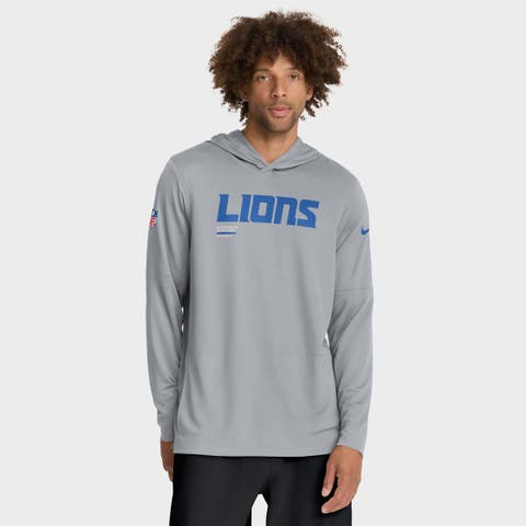 Men's Nike Gray Detroit Lions Sideline Pure Fury Performance Long Sleeve Hoodie T-Shirt
