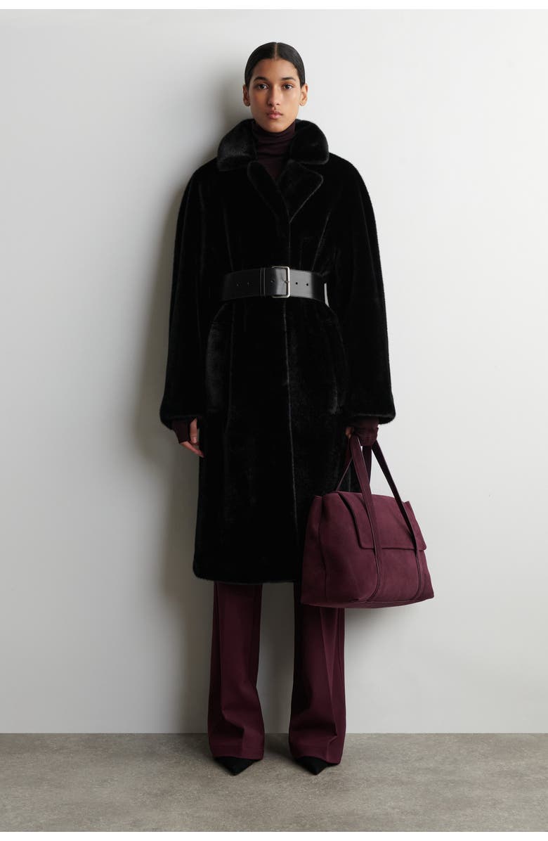 COS Easel Tote Bag - Suede, Alternate, color, Bordeaux