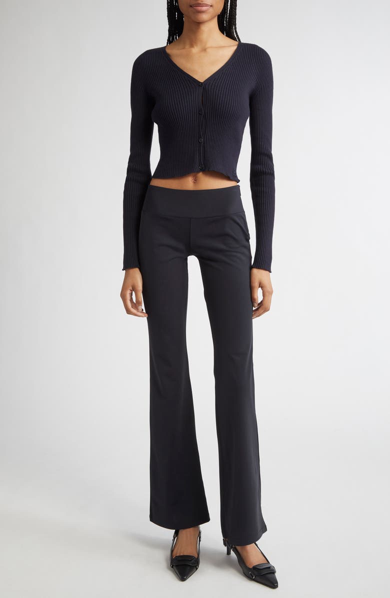 Courrèges Low Rise Scuba Knit Bootcut Pants, Alternate, color, Black