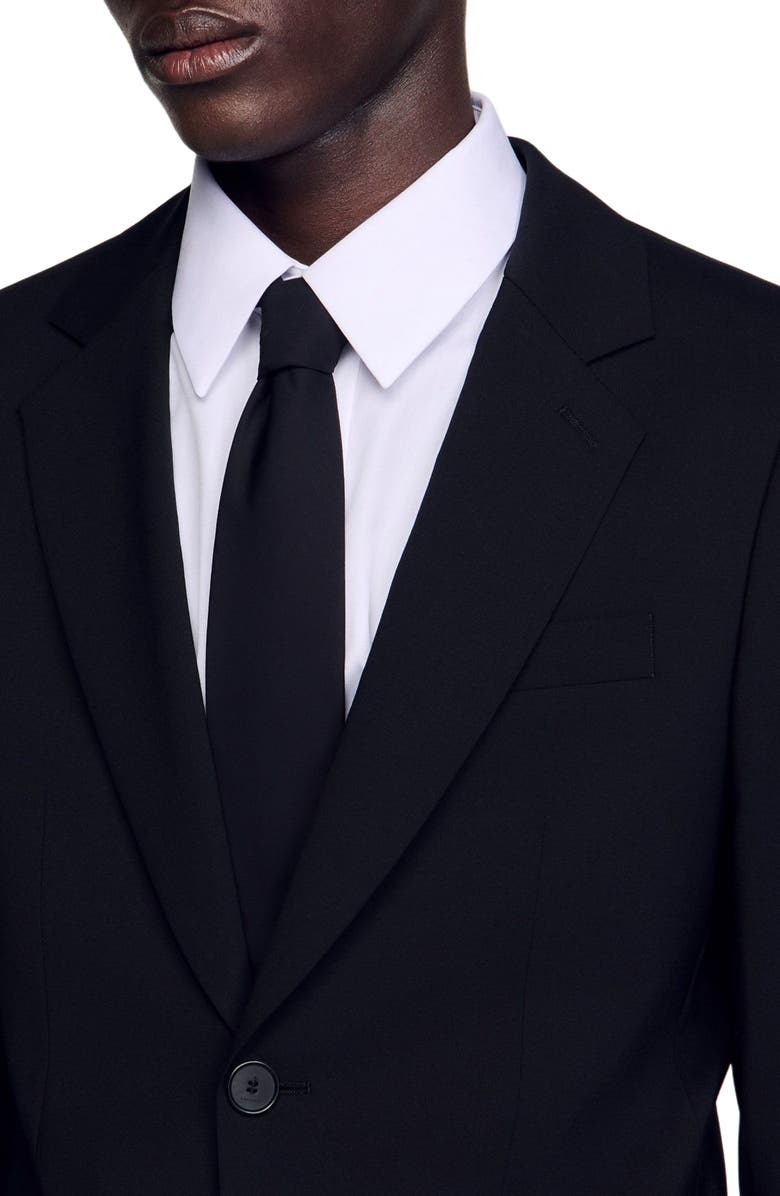 SANDRO Virgin wool suit jacket, Alternate, color, Black