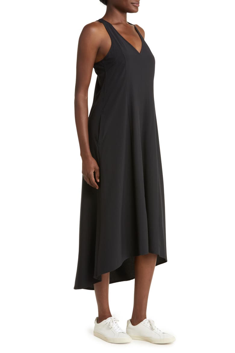 Getaway Relaxed High-Low Maxi Dress, Alternate, color, BLACK