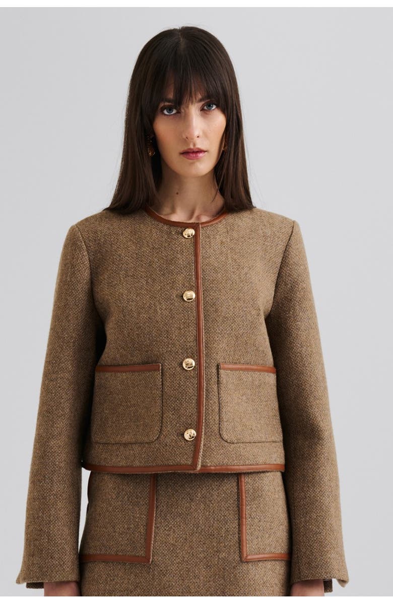 Malina Ninette Dressed Wool Jacket, Main, color, Taupe