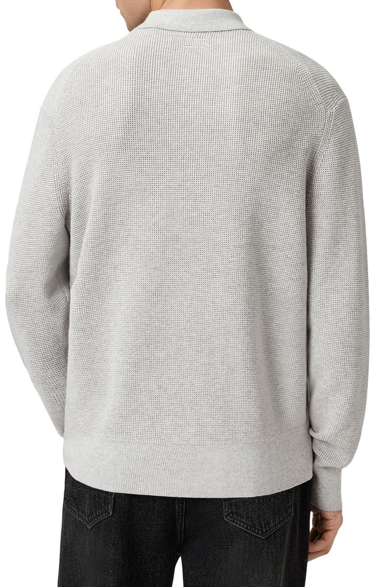 AllSaints Waffle Knit Polo, Alternate, color, Moon Grey