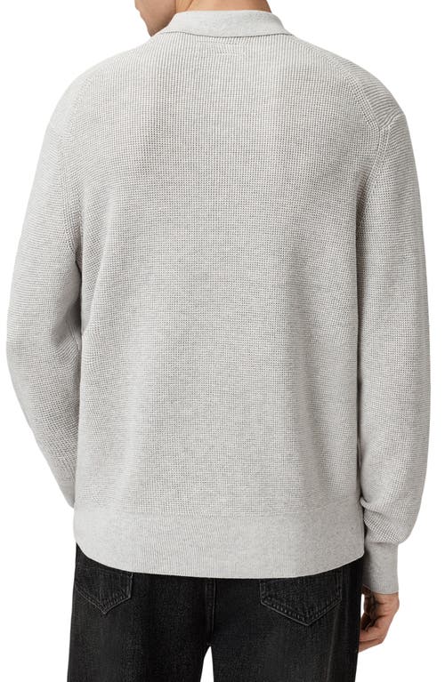 Allsaints Aspen Waffle Knit Polo In Gray