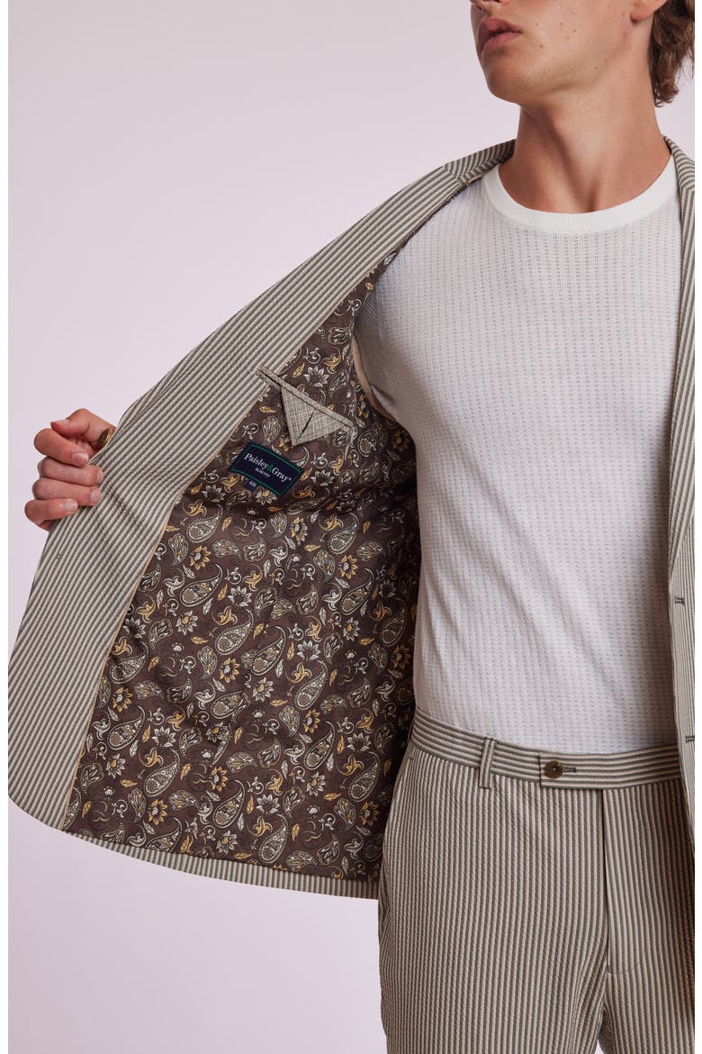 Dover Slim Fit Sport Coat, Alternate, color, GREY TAN CREAM SEERSUCKER