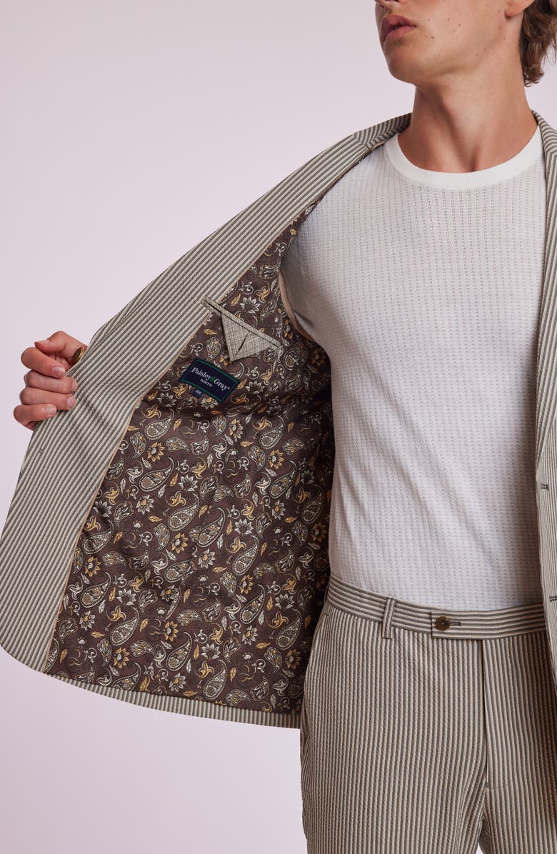 PAISLEY & GRAY Dover Slim Fit Sport Coat, Alternate, color, Grey Tan Cream Seersucker