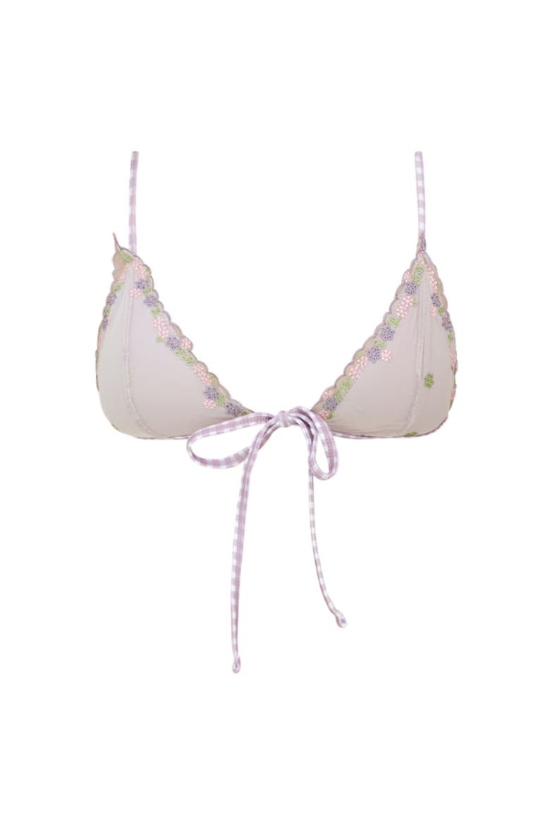 Aster Plaid Bikini Top, Main, color, Lavender