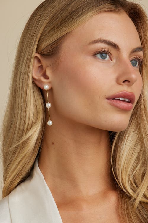 Untamed Petals Lilly Pearl Drop Earrings In Neutral